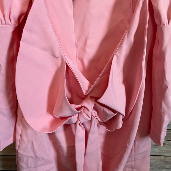 Pretty Little Thing Dusty Pink Bow Detail Open BackBlazer Dress Size 6 - Picture 5 of 7